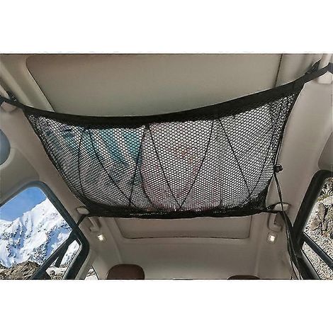 Filet de coffre pour voiture, housse de coffre pour toit de voiture, sac filet à bagages universel pour toit de voiture avec quatre accoudoirs (kaki) (1/5)