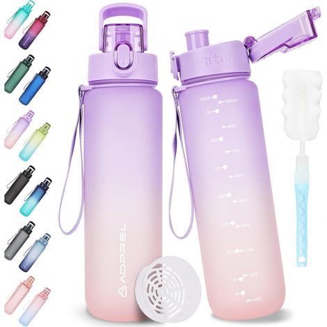 Trinkflasche 1l mit Filter, BPA-frei Tritan Wasserflasche auslaufsicher für Sport & Outdoor (1/5)