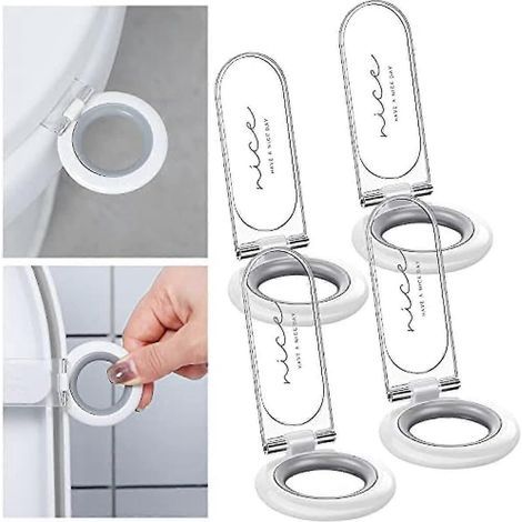 Set mit 4 Toilettensitz-Hebegriffen, selbstklebendes Hebewerkzeug für Badezimmer, Hotel und Zuhause, vermeidet jeglichen Kontakt mit der Toilette. (1/5)