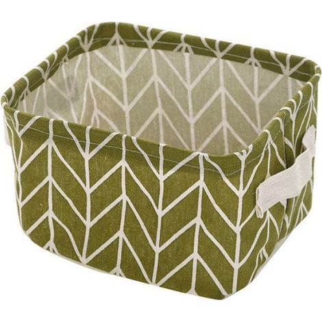 Mini bac de rangement Petit Panier de Rangement, Mini Panier de Rangement en Coton et Lin avec Poignée meuble corbeille (1/5)