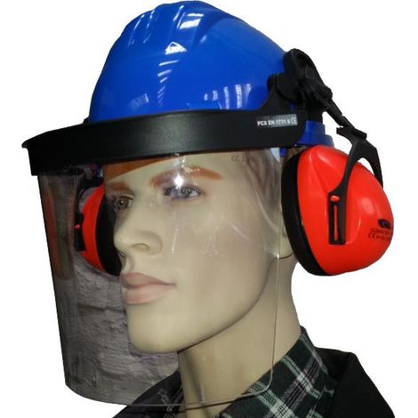Bauhelm mit Gesichts- und Gehörschutz in versch. Farben blau (1/2)