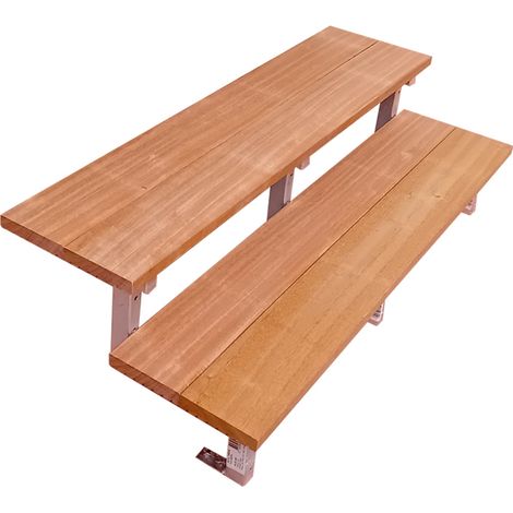 BALI Gartentreppe Stahl H37cm - 2 Bankirai Hartholz Stufen B140cm