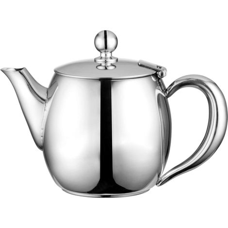 Théière en acier inoxydable 18/10 fini miroir argent poignées creuses 35oz (1/5)