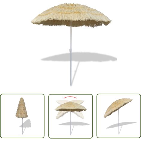 Parasol de plage inclinable armature en acier + couverture PP sable (1/5)