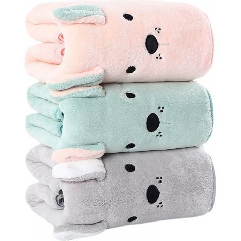 Lot de 3 serviettes moelleuses pour enfants, polaire corail, serviettes de bain en microfibre, serviettes de cuisine absorbantes (1/5)