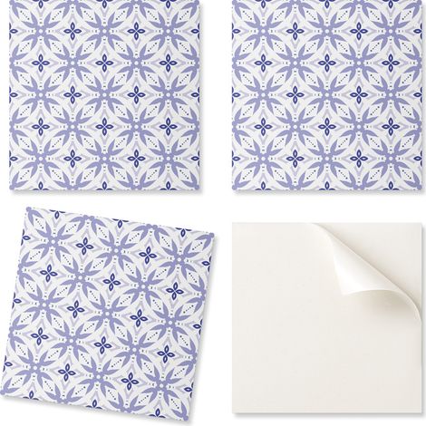 Juego de azulejos autoadhesivos con estampado geom茅trico de flores, 9x30x30 cm.