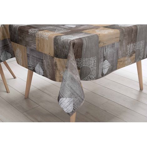 TOVAGLIA LIMA © in TELA CERATA plastificata LAVABILE idrorepellente in PVC TIROLESE Marrone made in Italy Cm. 140x140 x4 persone