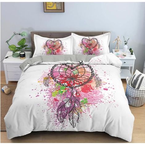 Housse De Couette 200x200 cm Attrape-RêVes Beige Fibre Ultrafine Housse Couette + 2 Taies D'Oreillers De 65x65cm,Convient - DYS (1/4)