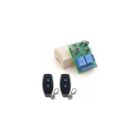 Commutateur de télécommande sécurisé DC 12V 24V 30V sans Fil 433Mhz RF 10A récepteur de Relais avec 2 émetteurs, pour Moteur, lumière, Porte de Portail, contrôleur de Bricolage-- Crezuo (1/4)