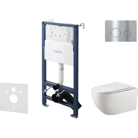 kielle Genesis New - Set Vorwandinstallation, WC Gaia, Rimless, Softclose-Sitz und Betätigungsplatte Gemini New II, Hochglanzchrom 30528SS14 (1/5)