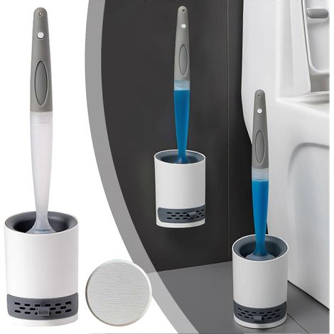 Brosse WC rechargeable avec détergent, fixation murale, nettoyants WC ménagers, poils souples en TPR, nettoyage en profondeur (1/5)