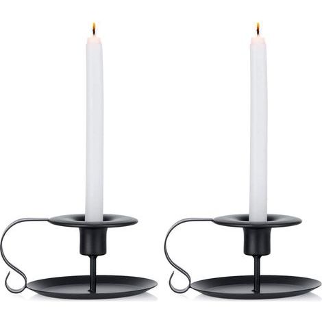 2 Pieces Vintage Cone-Shaped Wrought Iron Candlestick Shelf, Long Chamberstick Candle Holder with Handle and Tray, for Christmas Chandelier Decoration, Restaurant, Dining Room (1/5)