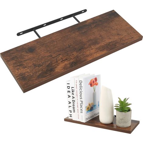 1 Pièce Étagère Flottante Murale en Bois Brune, 40x15x1,5 cm Etagère murale décorative en bois, pour chambre, cuisine, salle de bain, salon, bureau, couloir, 40x15x1,5 cm (1/5)