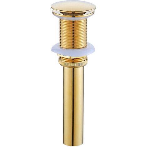 Bonde et accessoires pour vasque et lavabo,Pop-up Rétro Bouchon Bonde de Lavabo Vidange sans Trop-Plein en Laiton Bronzé Universel Valve Draineur d’Evier Vasque Siphon, Or (1/5)