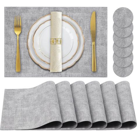 Ensemble de 6 dessous de plat en simili cuir résistant à la chaleur et antidérapant (1/5)