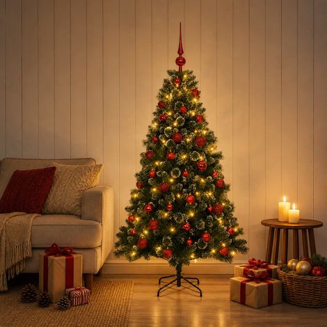 vidaXL Artificial Christmas Tree with Bauble 150 cm 150 LEDs (1/5)