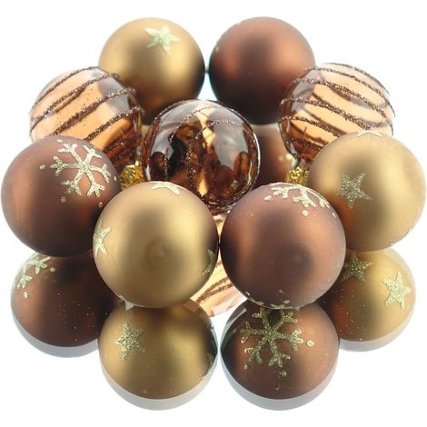 Kaemingk – Boules de Noël en verre, mélange de finitions, brun, Ø 3 cm