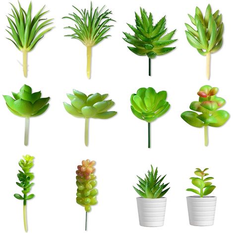 10 Pièces Succulentes Artificielles, Vertes et Variées Fleurs Artificielles sans Pot, Mini Plante Artificielle en Plastique à Surface Floquée pour Maison Bureau et Balcon (1/5)