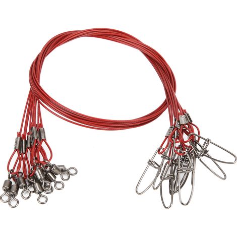 Ligne de pêche Antibit en acier avec émerillon à roulement rouge (1/5)