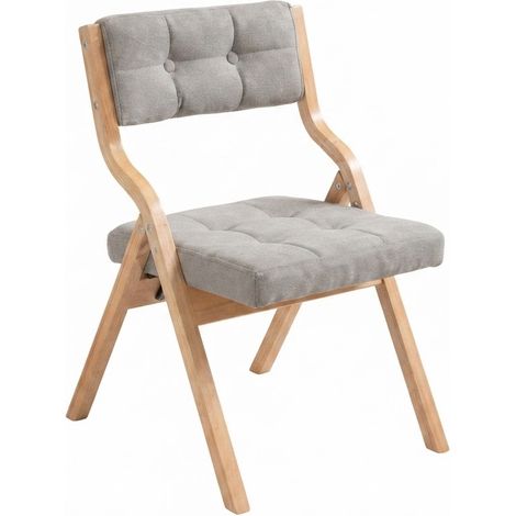 ELVMI Lot de 2 chaises pliantes avec coussin, dossier rembourré, pour salle à manger, bois et velours, gris (1/5)