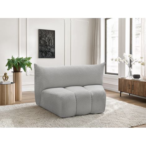 BOBOCHIC - Chauffeuse 1 place incurvée pour canapé modulable AZRA tissu bouclette   Gris clair