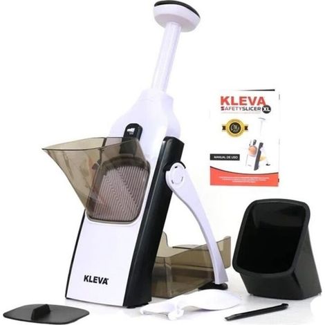 (Blanc et Noir)Safety Slicer XL – Mandoline Coupe Légumes Multifonctions – Coupez tous vos aliments en tranches, juliennes, bâtonnets ou dés
