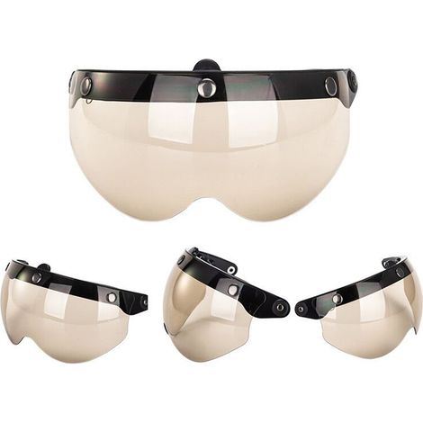 Visière de casque de moto universelle coupe-vent à 3 boutons-pression, pare-vent avant rabattable, lentille de remplacement pour lunettes de soleil (1/5)