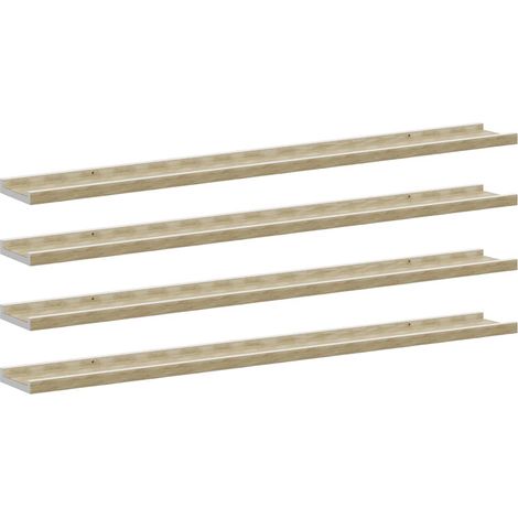 Maison Exclusive - Wandregale 4 Stk. Weiß und Sonoma-Eiche 100x9x (1/5)