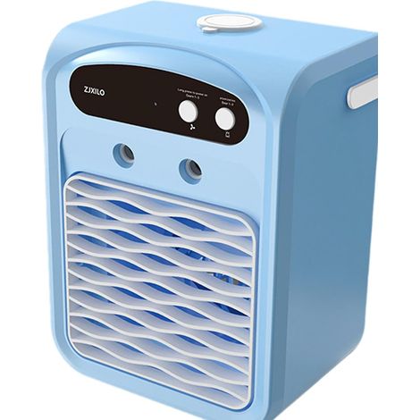 Multifunctional mini air conditioner with misting function, suitable for use on the desk and outdoors, blue (1/5)