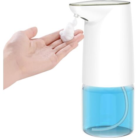 QORVA-Distributeur automatique de savon mousse, rechargeable par USB, sans contact, avec bouton de distribution de mousse réglable pour cuisine et salle de bain (blanc)