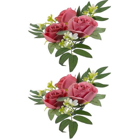 Anneaux de bougies en fleurs artificielles décoratives, 8 pièces, porte-couronne de roses réalistes (1/5)