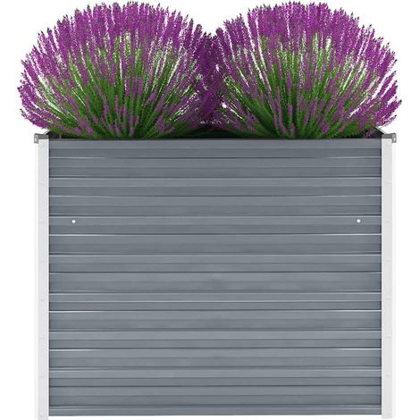 Lit surélevé de jardin Acier galvanisé 100x40x77 cm Gris (1/5)