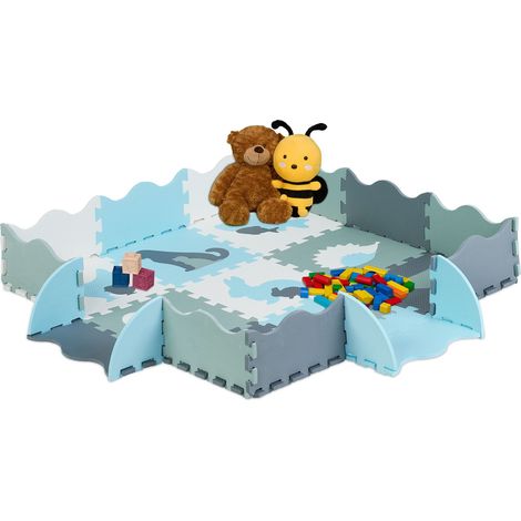Relaxdays Tappeto Gioco Bambini, Puzzle con 25 Tasselli in EVA, Tappetino per Gattonare, Tappetone con Bordi, Colorato
