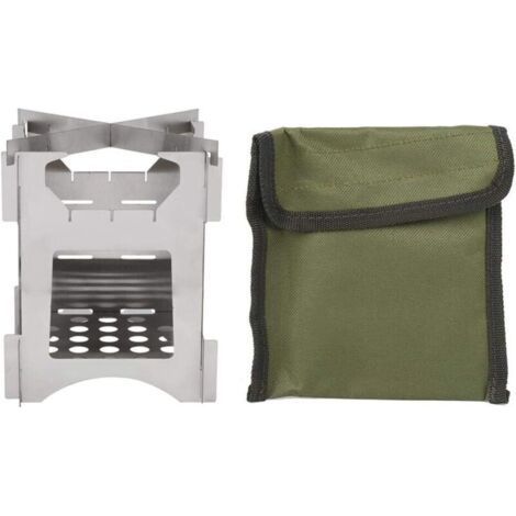 Poêle à Bois Pliable en Acier Inoxydable Cuisinière Miniature pour Camping et Randonnée, Sac Inclus (1/5)