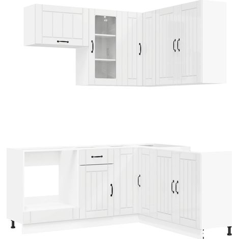 Kitchen Unit LUCCA 8 pcs High Gloss White Engineered Wood vidaXL (1/5)