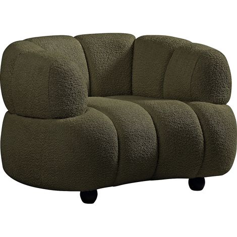 Fauteuil en tissu bouclette vert COLIANI (1/5)