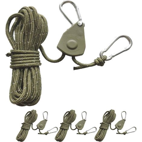 4 Stück 13ft/4M Reflektierend Abspannseile Seil mit Seilspanner, Ø 4mm Einstellbare Seil Ratsche Rope Seilratsche mit Haken (1/5)