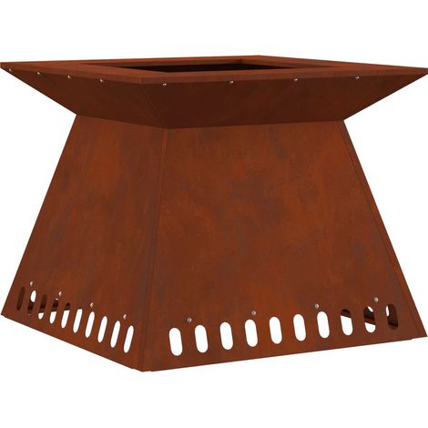 Foyer de cheminée Marron 60 x 60 x 50 cm Acier patiné