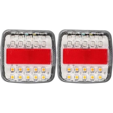 2-teiliges Set 12V/24V 20LED Zweifarben-Rückleuchten für LKW/Anhänger (weiße Lampenabdeckung) - Crezuo (1/4)