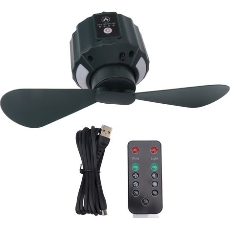 Wiederaufladbarer USB-Deckenventilator mit 10400 mAh, kabellos, mit LED-Fernbedienung für Outdoor-Camping (1/5)