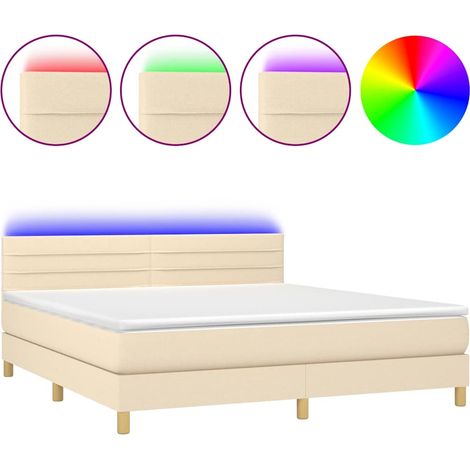 Maison Exclusive - Boxspringbett mit Matratze & LED Creme 180x200 (1/5)