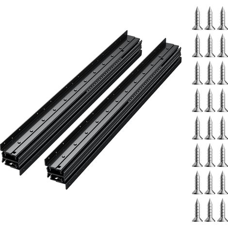 Glissières de tiroir sous montage, 40 pouces, extension complète à billes, capacité 260 lb, rails robustes pour meuble sous escalier, remplacement DIY, noir. (1/5)