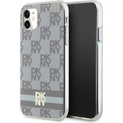 DKNY DKHMN61HCPTSE iPhone 11 / XR 6.1 beige/beige Hartschalen-Schutzhülle mit IML-Karomuster und bedruckten Streifen, MagSafe (1/5)