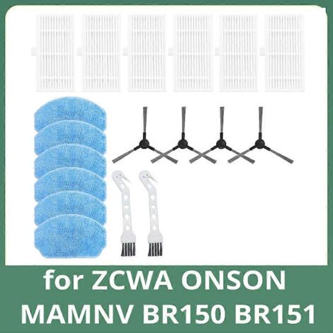 Pi��ces de rechange pour balais d'aspirateur ZCWA ONSON MAMNV BR150 BR151 : filtre et chiffon de brosse lat��rale.