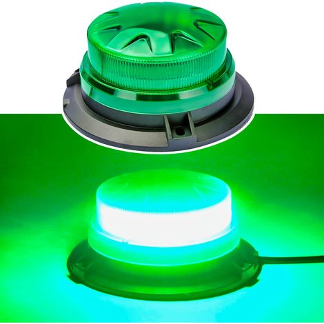 Luci stroboscopiche a LED verdi con supporto magnetico e 8 modalità di lampeggiamento. Luci di sicurezza lampeggianti da tetto per veicoli, carrelli elevatori, trattori e golf cart (24 LED, 12 V-24 V)
