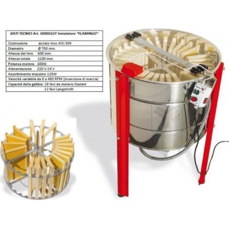 Smelatore con gabbia rad.  28 db - flamingo - inox, motore