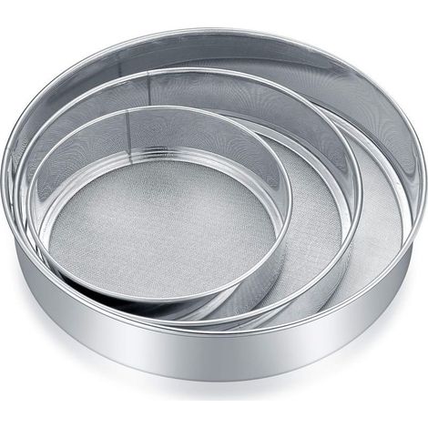 Tamis à farine en acier inoxydable, tamis à sucre glace, tamis à farine, tamis de cuisine à mailles fines, saupoudreur de farine pour la pâtisserie, la cuisine - 3 pièces, 3 tailles (1/5)