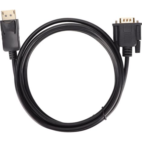 Adaptateur DisplayPort vers VGA Mâle à Mâle 1080p Doré pour PC, Ordinateur Portable, Projecteur - Câble 1,8m (1/5)