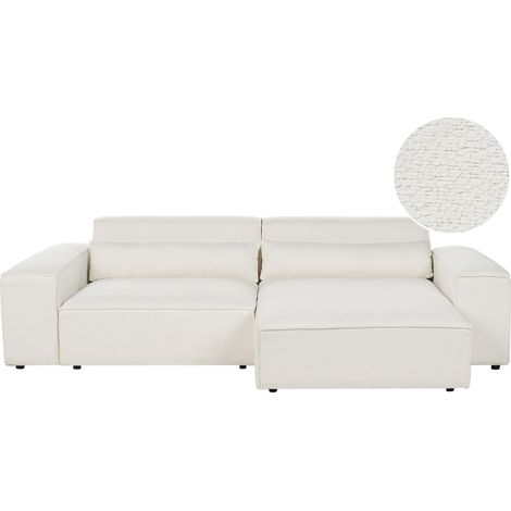 Moderno sofá esquinero modular 2 plazas tapizado de bouclé blanco izquierdo Hellnar (1/5)