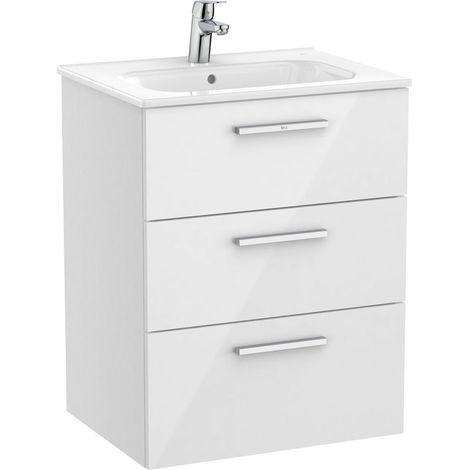 UNIK FAMILY - Meuble bas 3 tiroirs + lavabo - ROCA Couleur : Blanc - Dimensions : 805x453x741 mm (1/4)